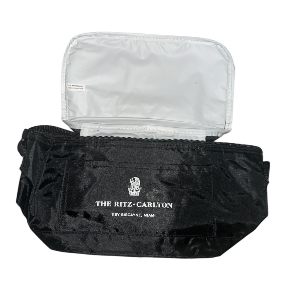 Black and White Toiletry Bag with Durable Design,